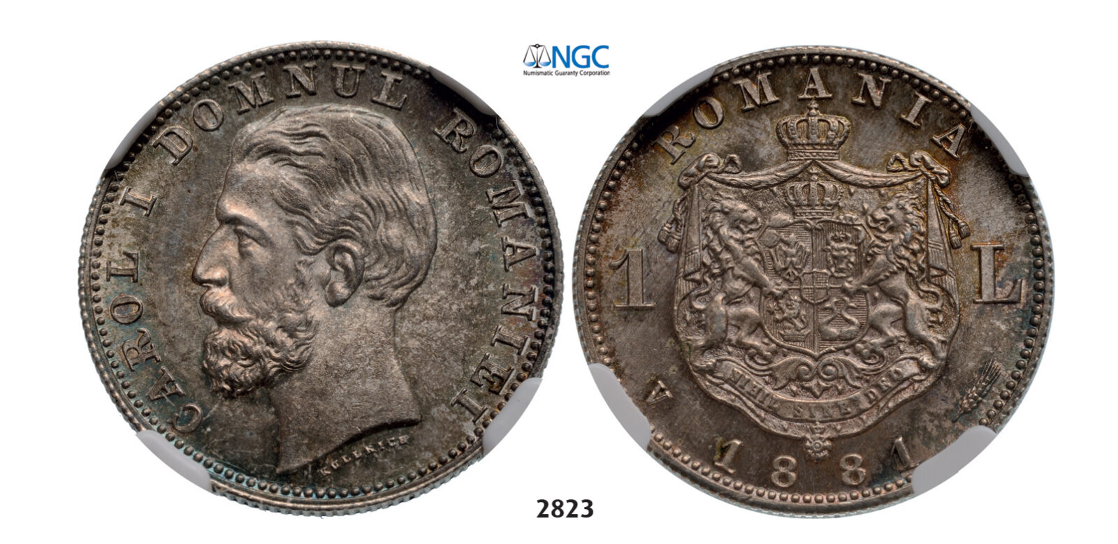 05.05.2013, Auction 2/2823. Romania, Carol I, 1866-1914, Leu 1881-V, Vienna, Silver, NGC MS64