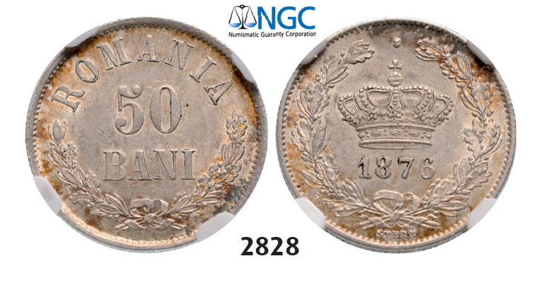 05.05.2013, Auction 2/2828. Romania, Carol I, 1866-1914, 50 Bani 1876, Brussels, Silver, NGC MS62