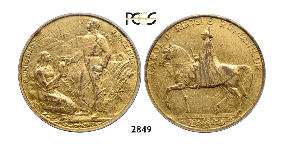 05.05.2013, Auction 2/2849. Romania, Carol II, 1930-1940, Pattern Medal 12 Ducats 1940, Bucharest, Gilt Bronze, PCGS AU55