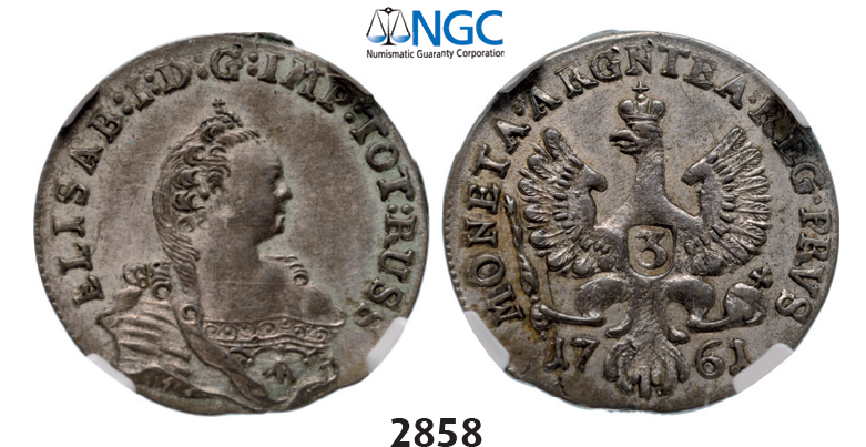 05.05.2013, Auction 2/2858. Russia, Anna, 1730-1730, For East Prussia, NGC AU50