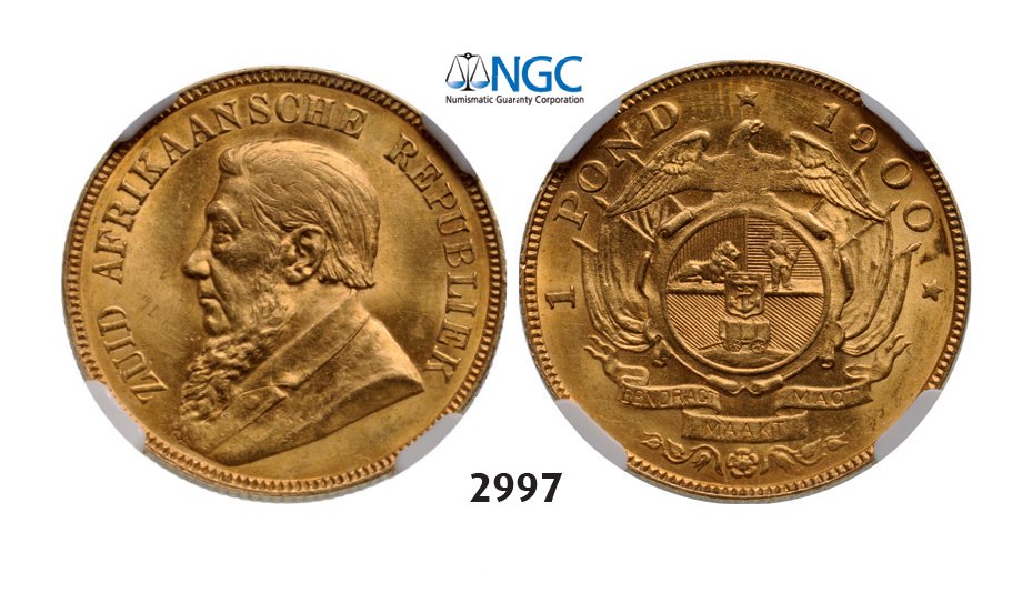05.05.2013, Auction 2/2997. South Africa, Zuid-Afrikaansche Republiek (ZAR), Pond 1900, GOLD, NGC MS64