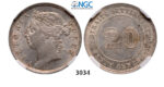05.05.2013, Auction 2/3034. Straits Settlements (Singapore/Malaysia), Victoria, 1837-1901, 20 Cents 1893, Silver , NGC MS62