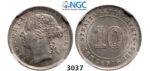 05.05.2013, Auction 2/3037. Straits Settlements (Singapore/Malaysia), Victoria, 1837-1901, 10 Cents 1895, Silver, NGC MS62