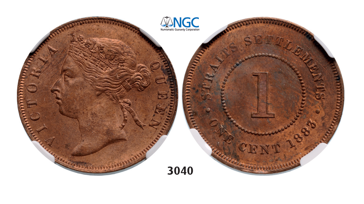05.05.2013, Auction 2/3040. Straits Settlements (Singapore/Malaysia), Victoria, 1837-1901, Cent 1883, Bronze, NGC MS63RB