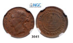 05.05.2013, Auction 2/3041. Straits Settlements (Singapore/Malaysia), Victoria, 1837-1901, ¼ Cent 1873, Bronze, NGC MS62BN