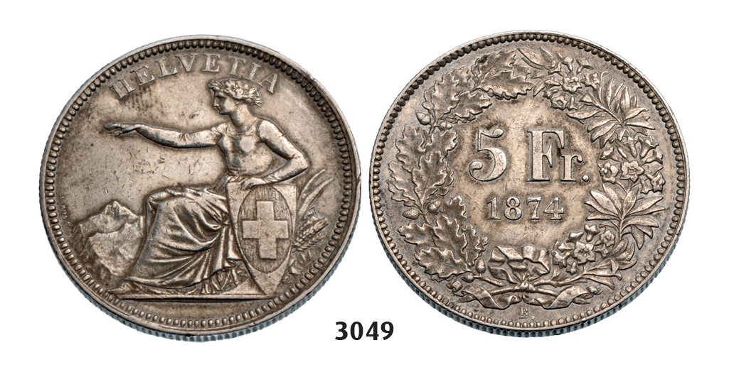 05.05.2013, Auction 2/3049. Switzerland, Helvetian Republic, 5 Francs 1874-B, Bern, Silver
