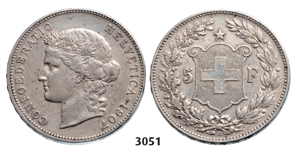 05.05.2013, Auction 2/3051. Switzerland, Helvetian Republic, 5 Francs 1907-B, Bern, Silver