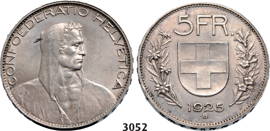 05.05.2013, Auction 2/3052. Switzerland, Helvetian Republic, 5 Francs 1925-B, Bern, Silver