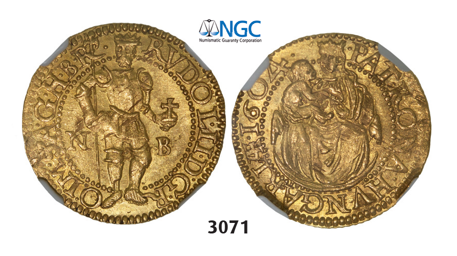 05.05.2013, Auction 2/3071. Transylvania, Habsburg occupation under Rudolph II, 1598-1604, Ducat 1604-NB, Nagybanya, GOLD, NGC MS63
