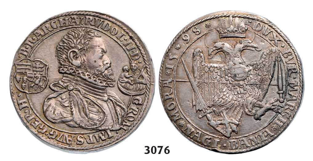 05.05.2013, Auction 2/3076. Transylvania, Rudolph II, 1576-1608, Taler 1598-NAGI BANIA, Nagybanya, Silver