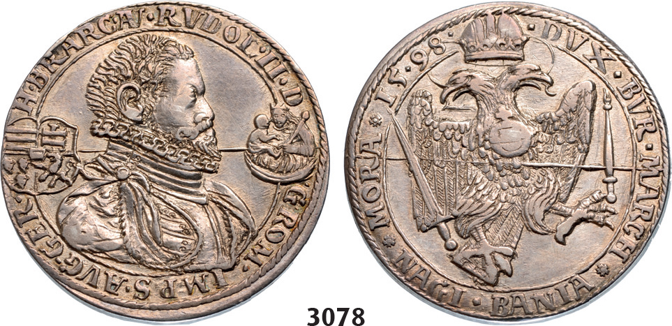 05.05.2013, Auction 2/3078. Transylvania, Rudolph II, 1576-1608, Taler 1598-NAGI BANIA, Nagybanya, Silver