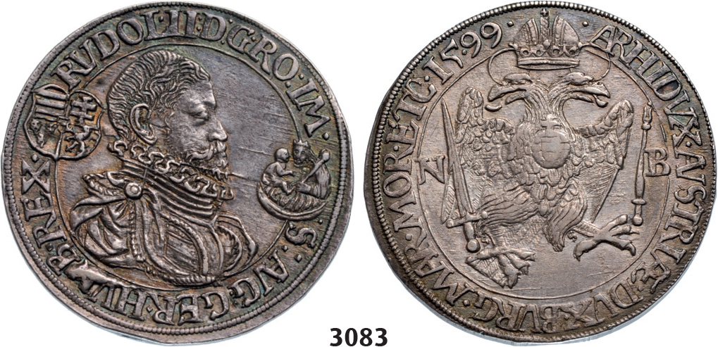 05.05.2013, Auction 2/3083. Transylvania, Rudolph II, 1576-1608, Taler 1599-NB, Nagybanya, Silver