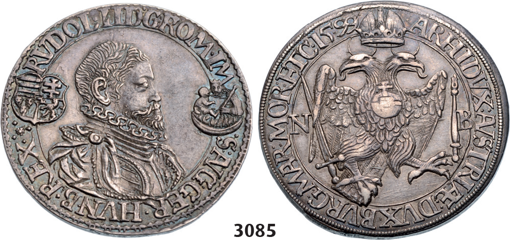05.05.2013, Auction 2/3085. Transylvania, Rudolph II, 1576-1608, Taler 1599-NB, Nagybanya, Silver