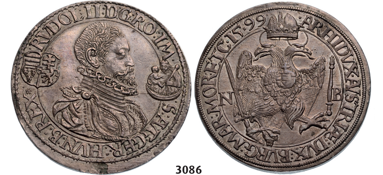 05.05.2013, Auction 2/3086. Transylvania, Rudolph II, 1576-1608, Taler 1599-NB, Nagybanya, Silver