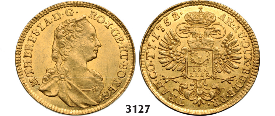 05.05.2013, Auction 2/3127. Transylvania, Maria Theresia, 1740-1780, Ducat 1752, Karlsburg, GOLD
