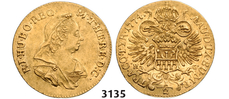 05.05.2013, Auction 2/3135. Transylvania, Maria Theresia, 1740-1780, ½ Ducat 1776-H/G, Karlsburg, GOLD