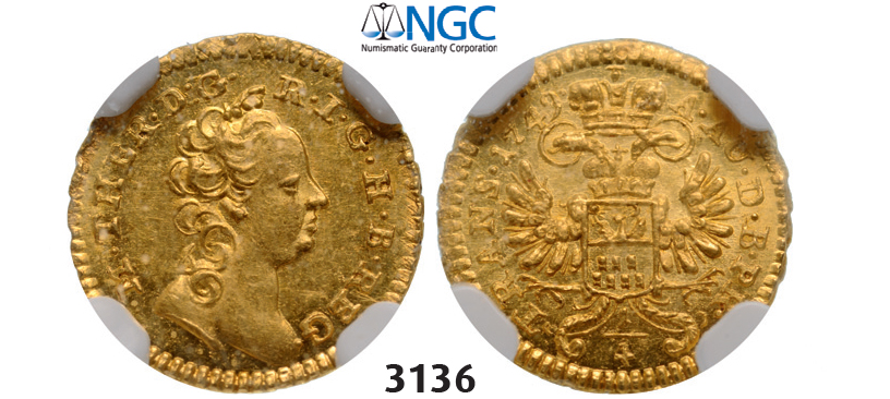 05.05.2013, Auction 2/3136. Transylvania, Maria Theresia, 1740-1780, ¼ Ducat 1749, Karlsburg, GOLD, NGC MS63