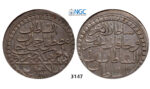 05.05.2013, Auction 2/3147. Turkey, Mustafa III, AH1171-1187 (1757-1774 AD), 2 Zolota AH1171 "Year 9" (1765) Kostantiniye (Istanbul) Billon, NGC AU58