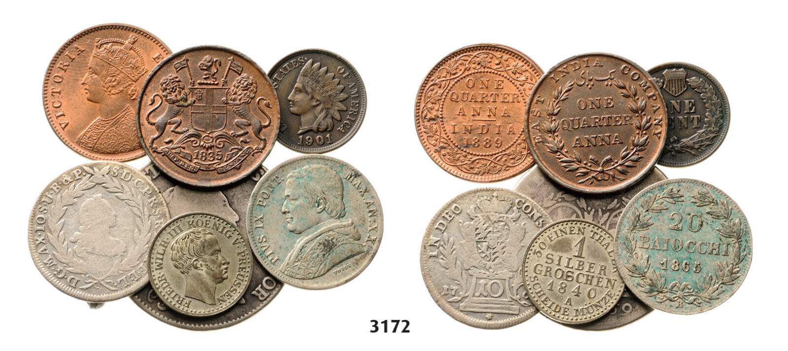 05.05.2013, Auction 2/3172. Various Lots, Mixed Silver/Copper/Brass lot, 7 coins!