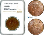 AL326, Great Britain, George V, 1 Penny 1934, London Mint, NGC MS63BN