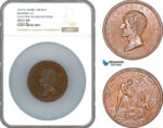 A10-209, France, Napoleon I, Bronze Medal AN VIII (1800), Cisalpine Republic Restoration, Bramsen-42, NGC MS61 BN, Top Pop and single finest graded!
