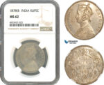 A10-297, India, Victoria, Rupee 1878 (B), Bombay Mint, Silver, KM# 492, Light toning, NGC MS62