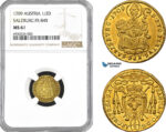 A10-39, Austria, Salzburg, Franz Anton Fürst von Harrach, 1/2 Ducat 1709, Gold (1.74g) Fr-846, NGC MS61