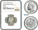A11-213, Germany, Mecklenburg-Strelitz, Adolf Friedrich V, 2 Mark 1905 A, Berlin Mint, Silver, Jaeger 91, NGC PF66, Rare in this condition!