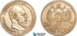 A11-565, Russia, Alexander III, Rouble 1892 АГ, St. Petersburg Mint, Silver, Bitkin-75, Spotted toning, AU