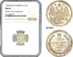 A11-605, Russia, Nicholas II, 10 Kopeks 1902 СПБ AP, St. Petersburg Mint, Silver, Bitkin-154, NGC MS65