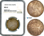 A8/233, India, British India, Victoria, Rupee 1893 B, Bombay Mint, Silver, KM-492, Old cabinet toning, NGC MS62