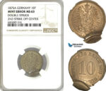 AH313, Germany, Wilhelm I, 10 Pfennig 1875 A, Berlin, Mint Error, NGC MS63, Top Pop!