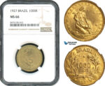 AH375, Brazil, 1000 Reis 1927, NGC MS66