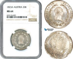 AI028, Austria, Franz II, 20 Kreuzer 1823 A, Vienna Mint, Silver, NGC MS64