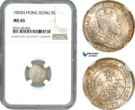 AI074, Hong Kong, Edward VII, 5 Cents 1905 H, Heaton Mint, Silver, NGC MS65