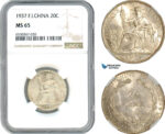 AI241, French Indo-China, 20 Centimes 1937, Paris Mint, Silver, NGC MS65