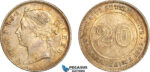AI298, Straits Settlements, Victoria, 20 Cents 1899, Silver, EF