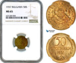 AI347, Bulgaria, Boris III, 50 Stotinki 1937, NGC MS65