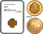 AI456, Romania, People's Republic, 5 Bani 1956, NGC MS65