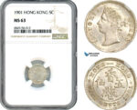 AI524, Hong Kong, Victoria, 5 Cents 1901, Silver, NGC MS63