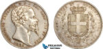 AI645, Italy, Sardinia, Victor Emmanuel II, 5 Lire 1859 P, Genoa Mint, Silver, Toned, VF-EF