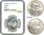 AI819, Hungary, Franz Joseph, Restrike 5 Korona 1909 KB UP, Kremnitz Mint, Silver, NGC PF67