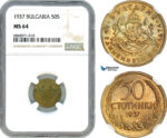 AI951, Bulgaria, Boris III, 50 Stotinki 1937, NGC MS64