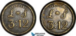 AJ171, Portugal & Brazil, Monetary Weight for 12800 Reis, 3 Pound 12 Shillings Standard, Cf. 1676A, (28.24g), VF+