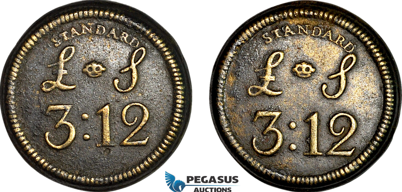 AJ171, Portugal & Brazil, Monetary Weight for 12800 Reis, 3 Pound 12 Shillings Standard, Cf. 1676A, (28.24g), VF+
