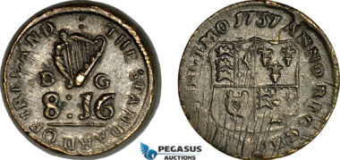 AJ182, Ireland & Portugal, George II, 1737 Monetary Weight for Double Pistole (8D 16G), Cf. 2714, (13.35g), VF-EF