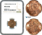 AK105, Romania, Carol I, 2 Bani 1900 B, Bucharest Mint, NGC MS64RB
