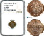 AK193, Germany (Further Austria) Joseph II, 1 Heller 1785 H, NGC MS63BN, Top Pop, Single Finest!