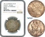 AK207, Germany, Saxony, Johann I, Taler 1871 B, Dresden Mint, Victory Figure on Horseback, Silver, NGC MS64