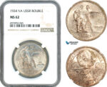 AK275, Russia, USSR, 1 Rouble 1924 НА, Leningrad Mint, Silver, NGC MS62